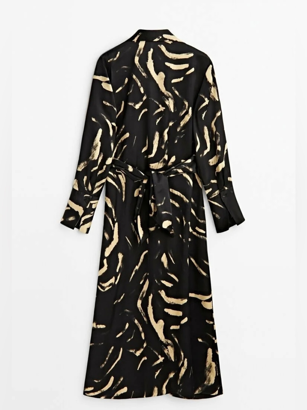 NWT Massimo Dutti Size 10 Animal Print Button-Down Waist-Tie Midi Dress